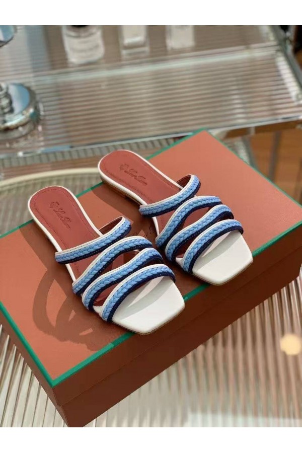 Женские кожаные шлёпанцы Loro Piana Premium