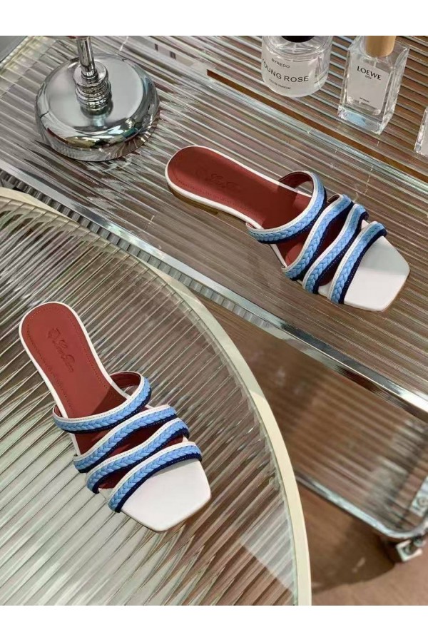 Женские кожаные шлёпанцы Loro Piana Premium