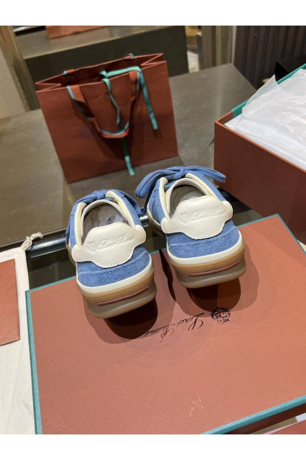 Женские замшевые кроссовки Loro Piana Premium - Blue