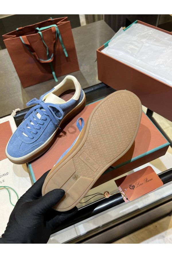 Женские замшевые кроссовки Loro Piana Premium - Blue