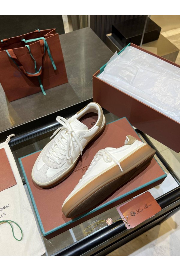 Женские замшевые кроссовки Loro Piana Premium - White
