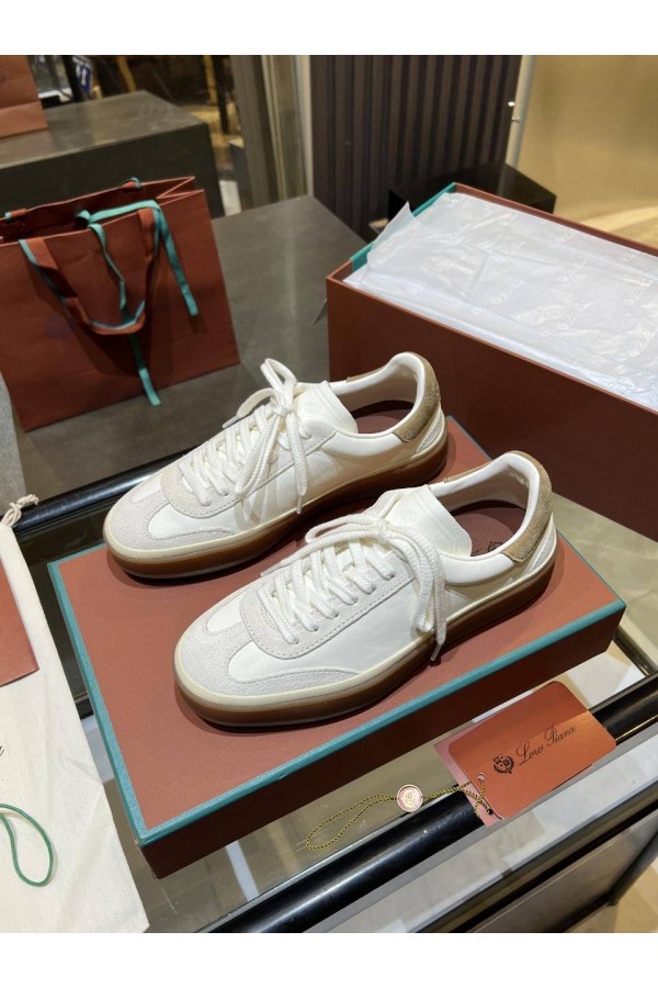 Женские замшевые кроссовки Loro Piana Premium - White