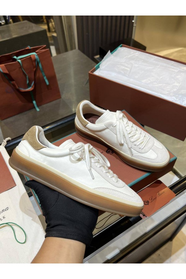 Женские замшевые кроссовки Loro Piana Premium - White