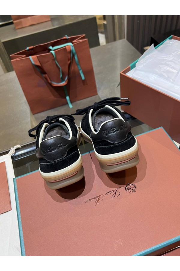 Женские замшевые кроссовки Loro Piana Premium - Black