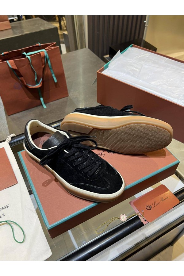 Женские замшевые кроссовки Loro Piana Premium - Black