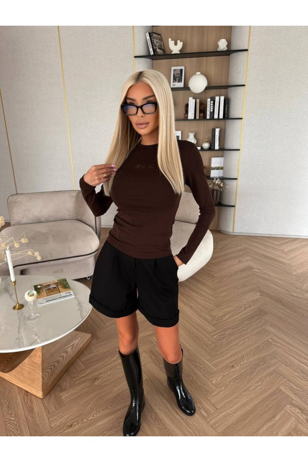 Женский базовый лонгслив Loro Piana Premium - Brown