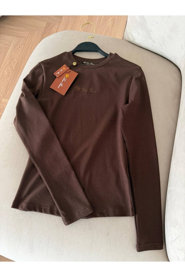 Женский базовый лонгслив Loro Piana Premium - Brown