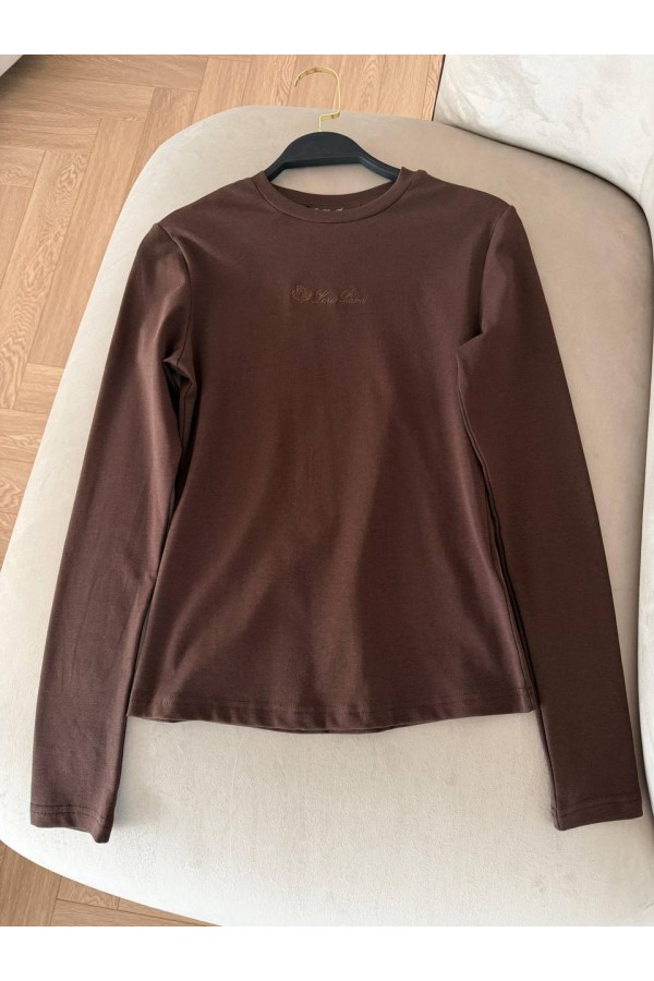 Женский базовый лонгслив Loro Piana Premium - Brown