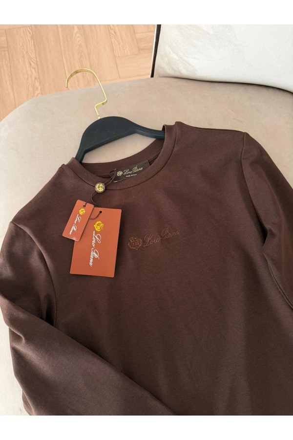 Женский базовый лонгслив Loro Piana Premium - Brown