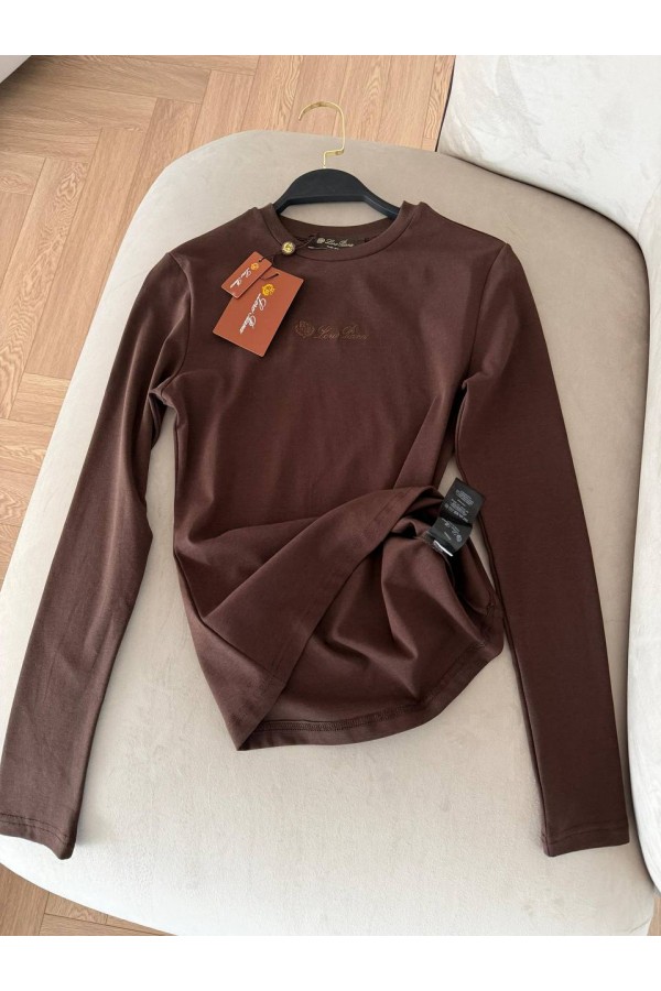 Женский базовый лонгслив Loro Piana Premium - Brown