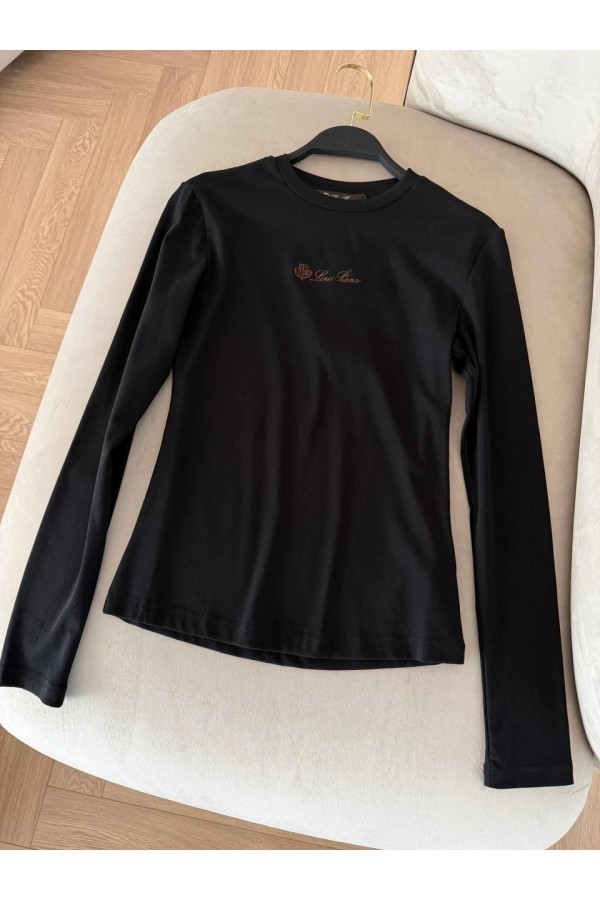 Женский базовый лонгслив Loro Piana Premium - Black