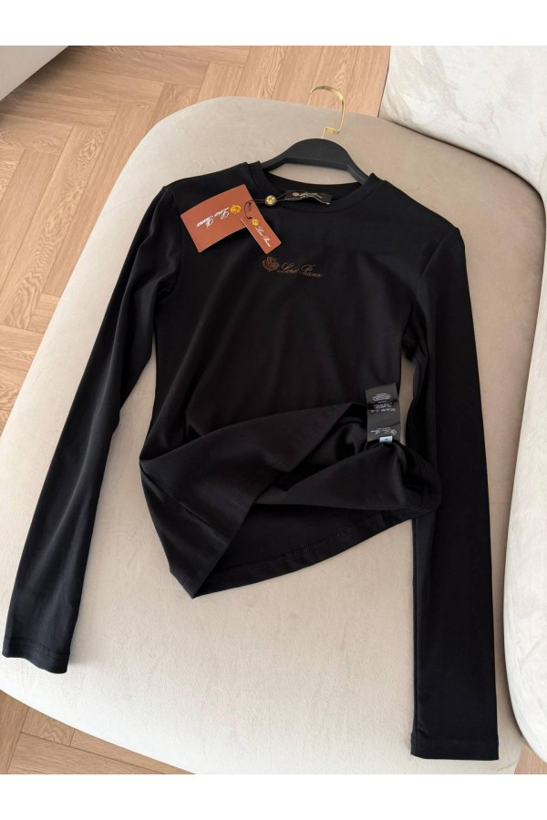 Женский базовый лонгслив Loro Piana Premium - Black