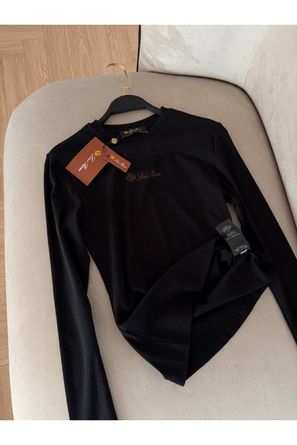 Женский базовый лонгслив Loro Piana Premium - Black