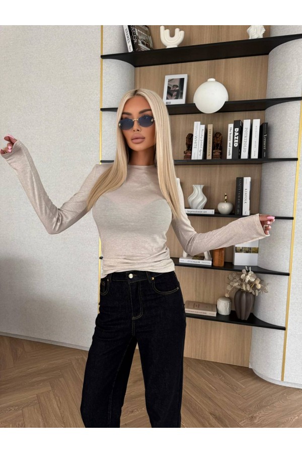 Женский базовый лонгслив Loro Piana Premium - Beige