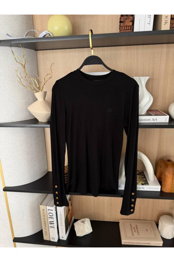 Женский базовый лонгслив Loro Piana Premium - Black