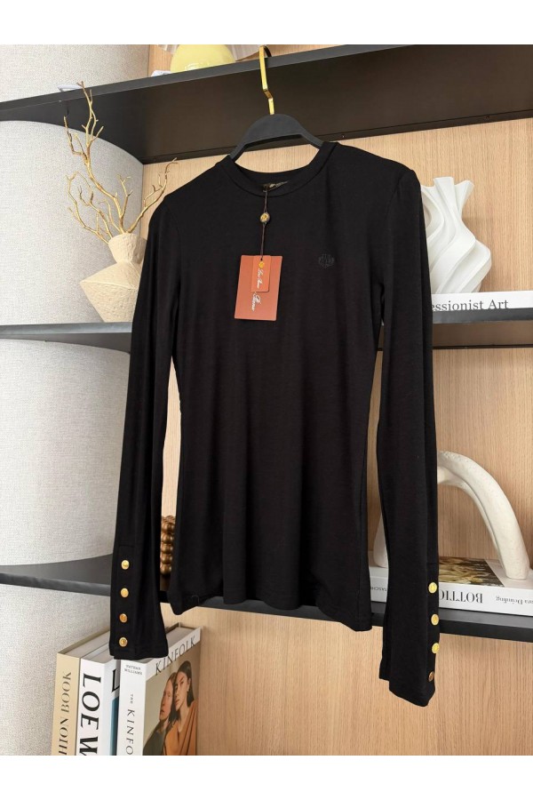 Женский базовый лонгслив Loro Piana Premium - Black