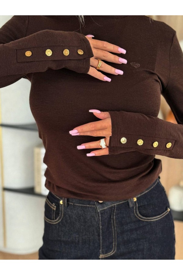 Женский базовый лонгслив Loro Piana Premium - Brown