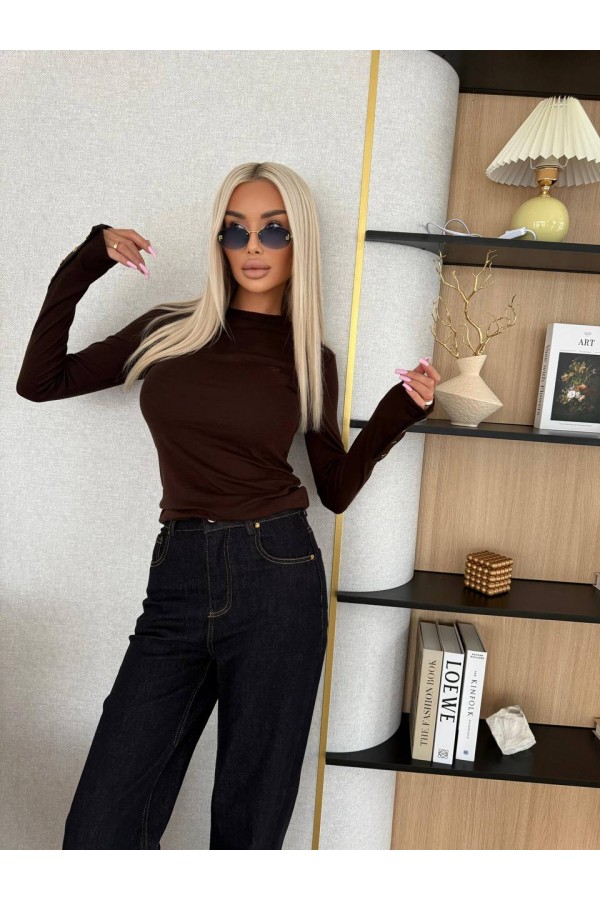 Женский базовый лонгслив Loro Piana Premium - Brown