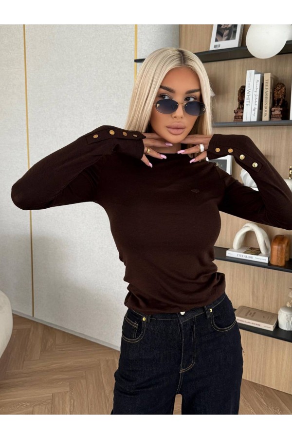 Женский базовый лонгслив Loro Piana Premium - Brown