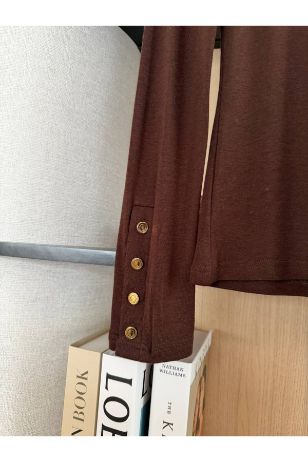 Женский базовый лонгслив Loro Piana Premium - Brown