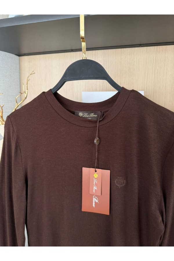 Женский базовый лонгслив Loro Piana Premium - Brown