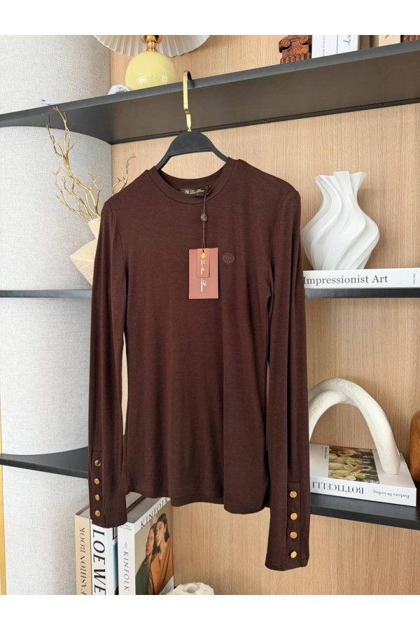 Женский базовый лонгслив Loro Piana Premium - Brown