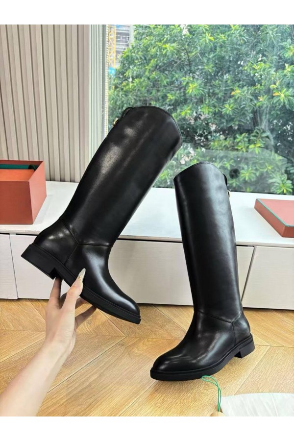 Женские кожаные сапоги Loro Piana premium - Black