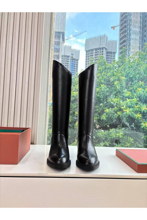 Женские кожаные сапоги Loro Piana premium - Black