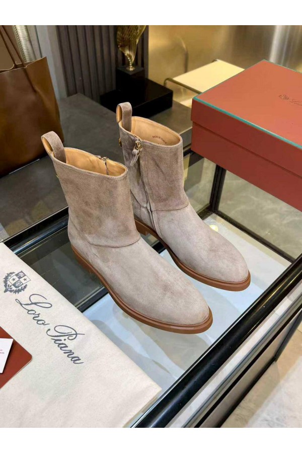 Женские замшевые сапоги Loro Piana premium - Grey