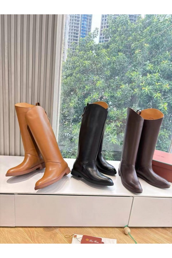 Женские кожаные сапоги Loro Piana premium - Chestnut