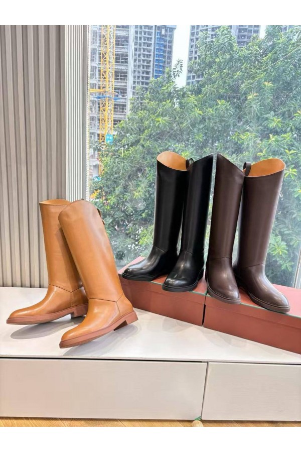 Женские кожаные сапоги Loro Piana premium - Chestnut