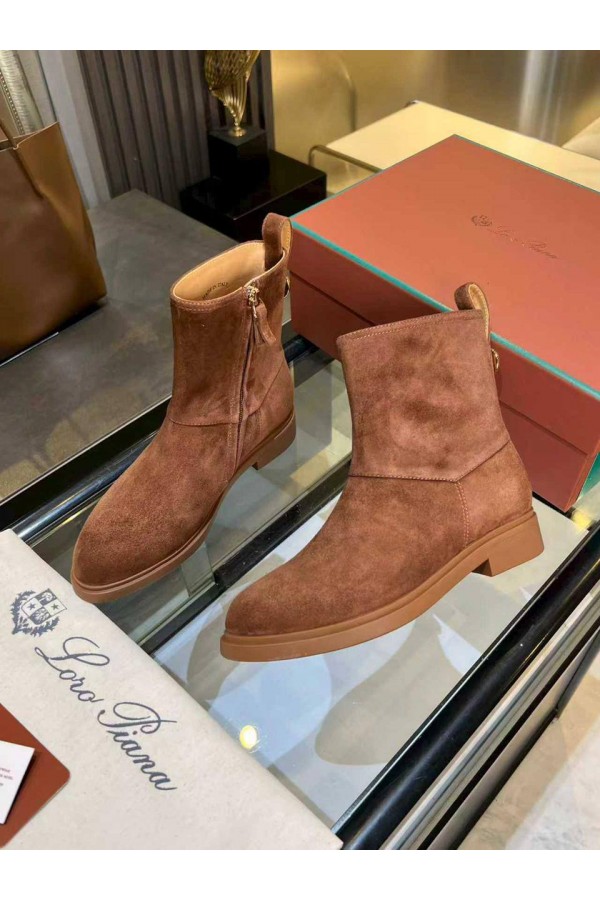 Женские замшевые сапоги Loro Piana premium - Brown