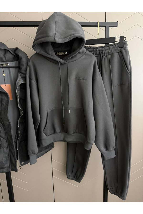 Женский костюм тройка на флисе Loro Piana premium - Grey