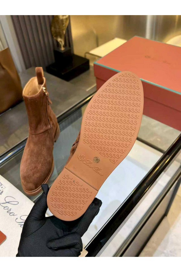 Женские замшевые сапоги Loro Piana premium - Brown