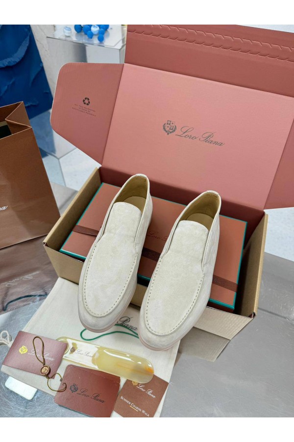 Женские замшевые лоферы Loro Piana premium - Beige