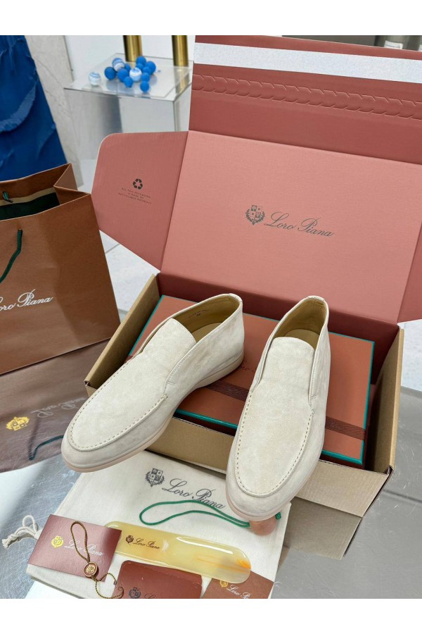 Женские замшевые лоферы Loro Piana premium - Beige