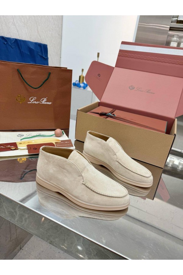 Женские замшевые лоферы Loro Piana premium - Beige