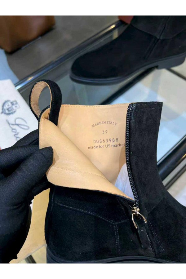 Женские замшевые сапоги Loro Piana premium - Black
