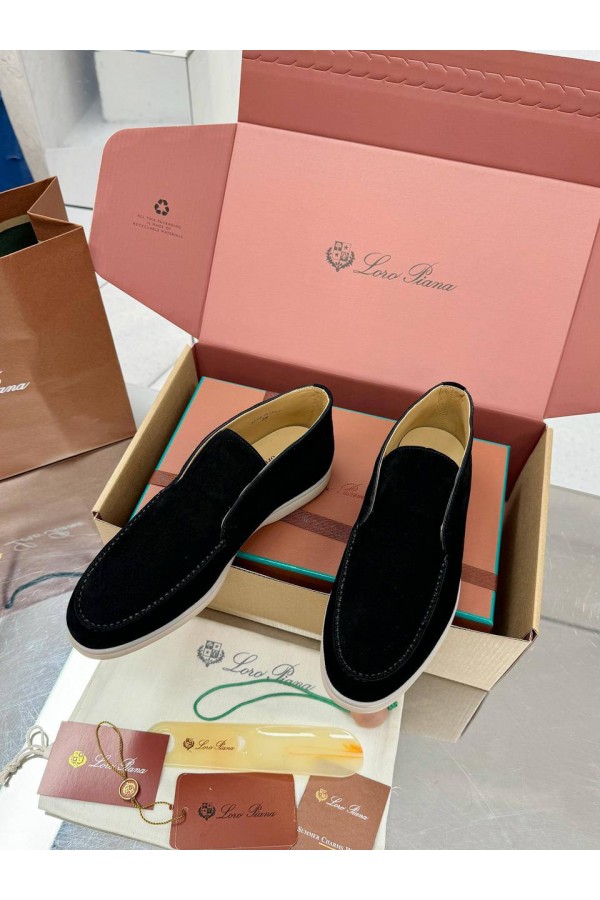 Женские замшевые лоферы Loro Piana premium - Black