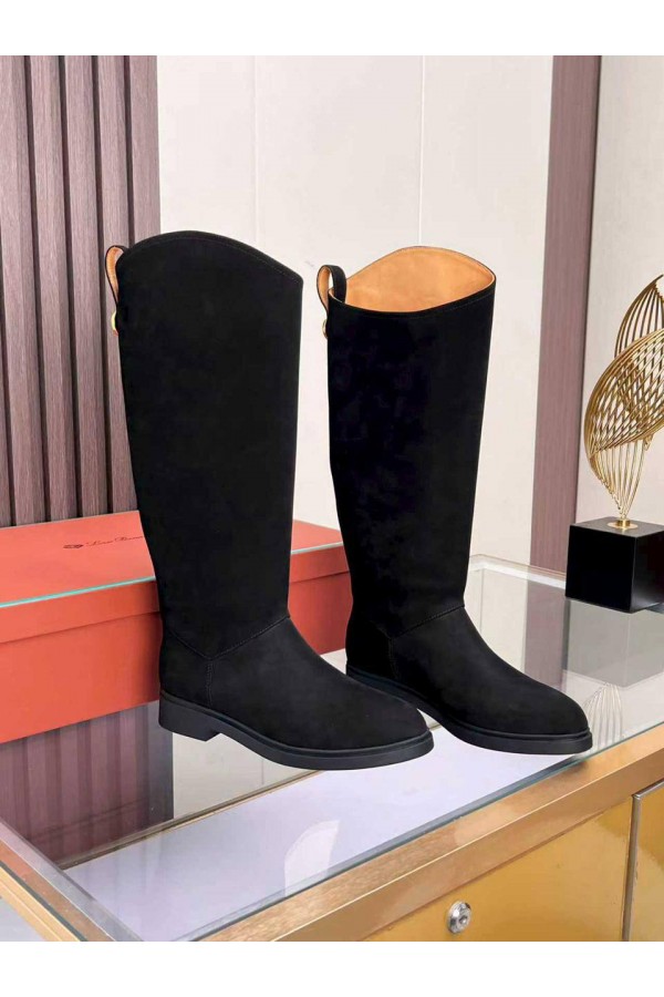 Женские замшевые сапоги Loro Piana premium - Black