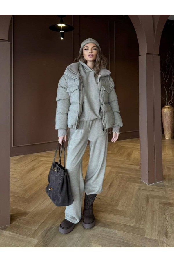 Женский костюм тройка на флисе Loro Piana premium - Beige