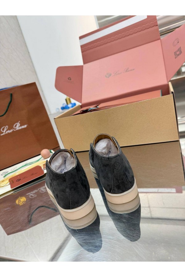 Женские замшевые лоферы Loro Piana premium - Grey