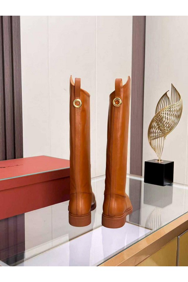 Женские кожаные сапоги Loro Piana premium - Chestnut