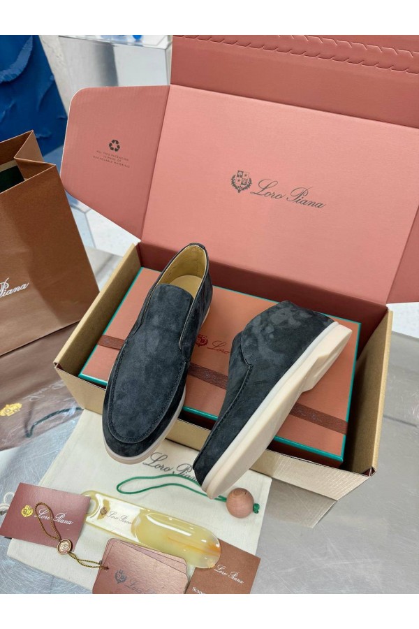 Женские замшевые лоферы Loro Piana premium - Grey