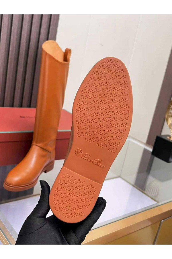 Женские кожаные сапоги Loro Piana premium - Chestnut
