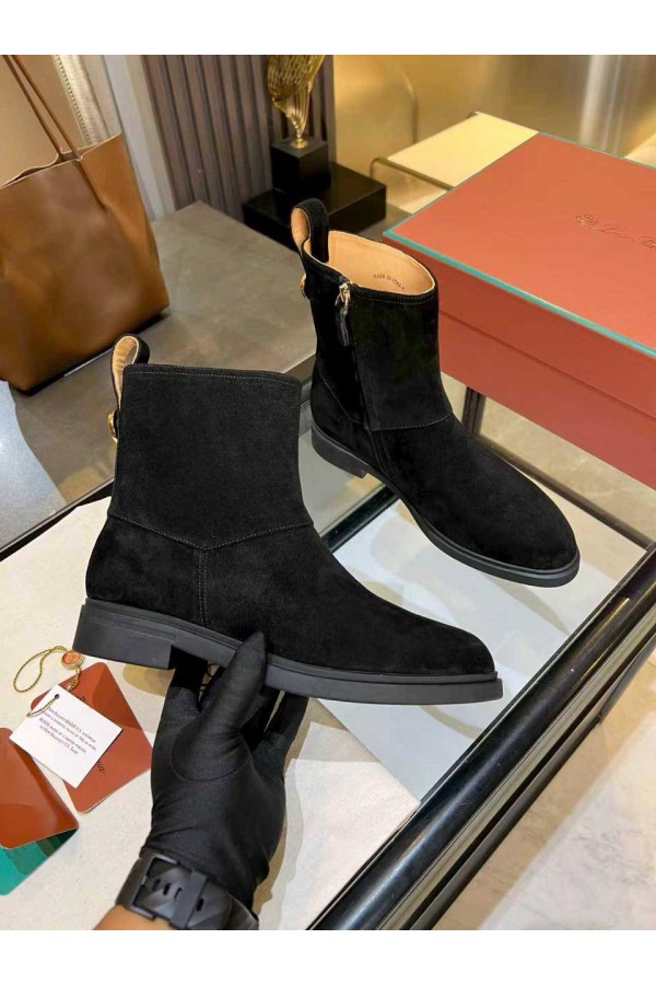 Женские замшевые сапоги Loro Piana premium - Black