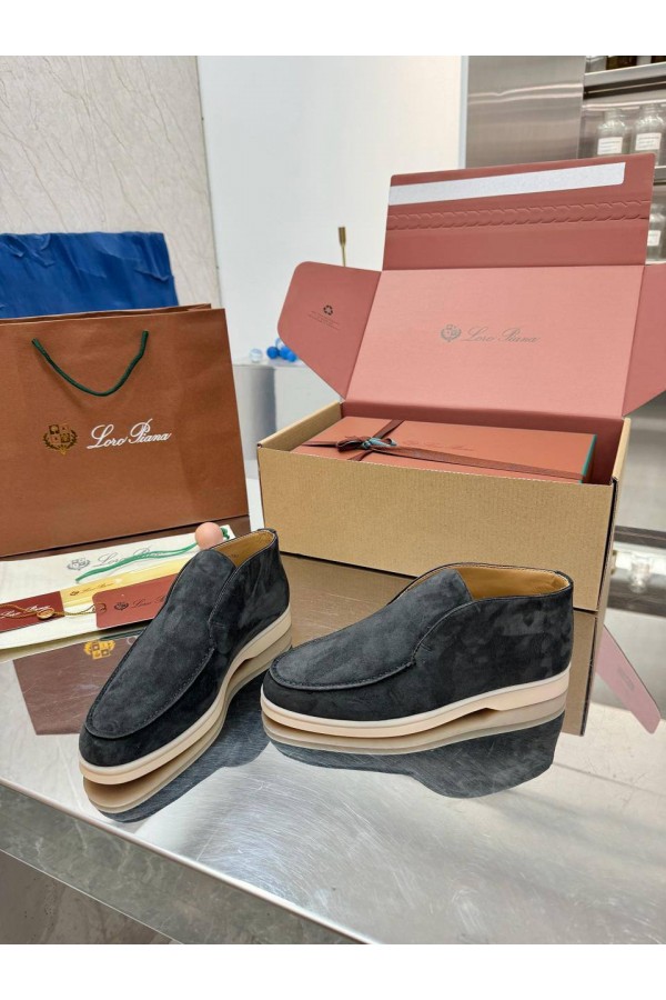 Женские замшевые лоферы Loro Piana premium - Grey