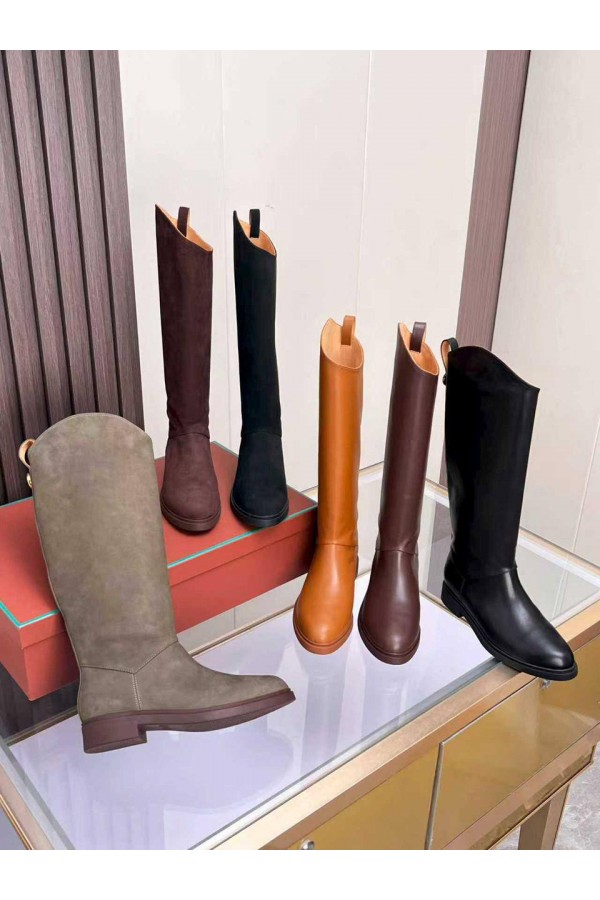 Женские кожаные сапоги Loro Piana premium - Chestnut