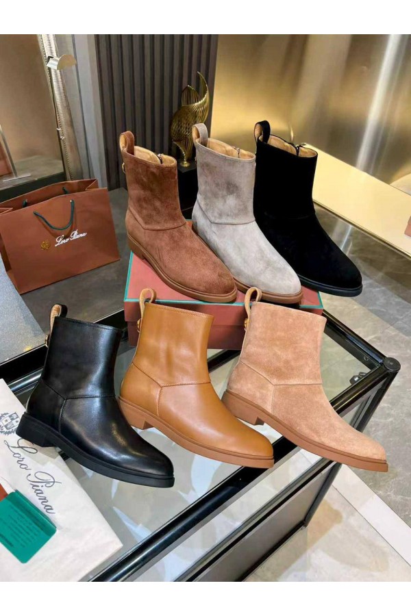 Женские замшевые сапоги Loro Piana premium - Black