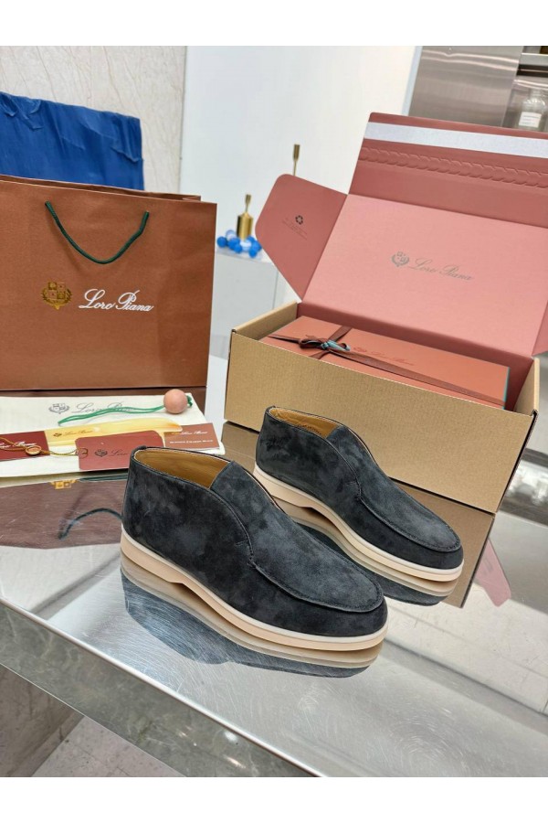 Женские замшевые лоферы Loro Piana premium - Grey